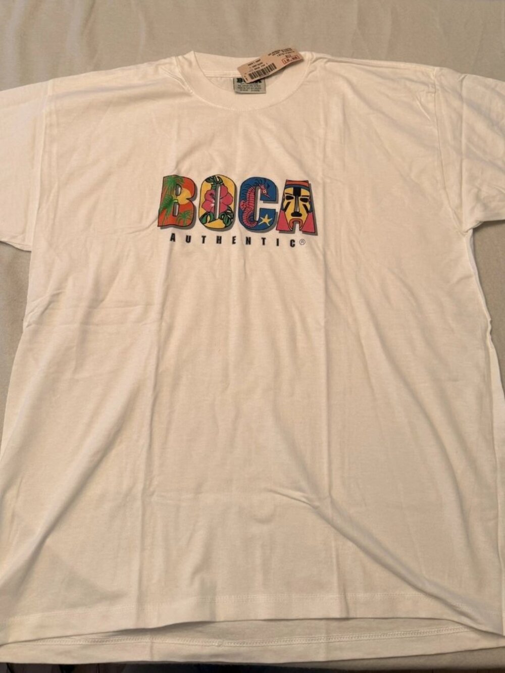 Vintage Y2K Tiki Graphic T Shirt Deadstock NWT Made Canada 2000 BOCA